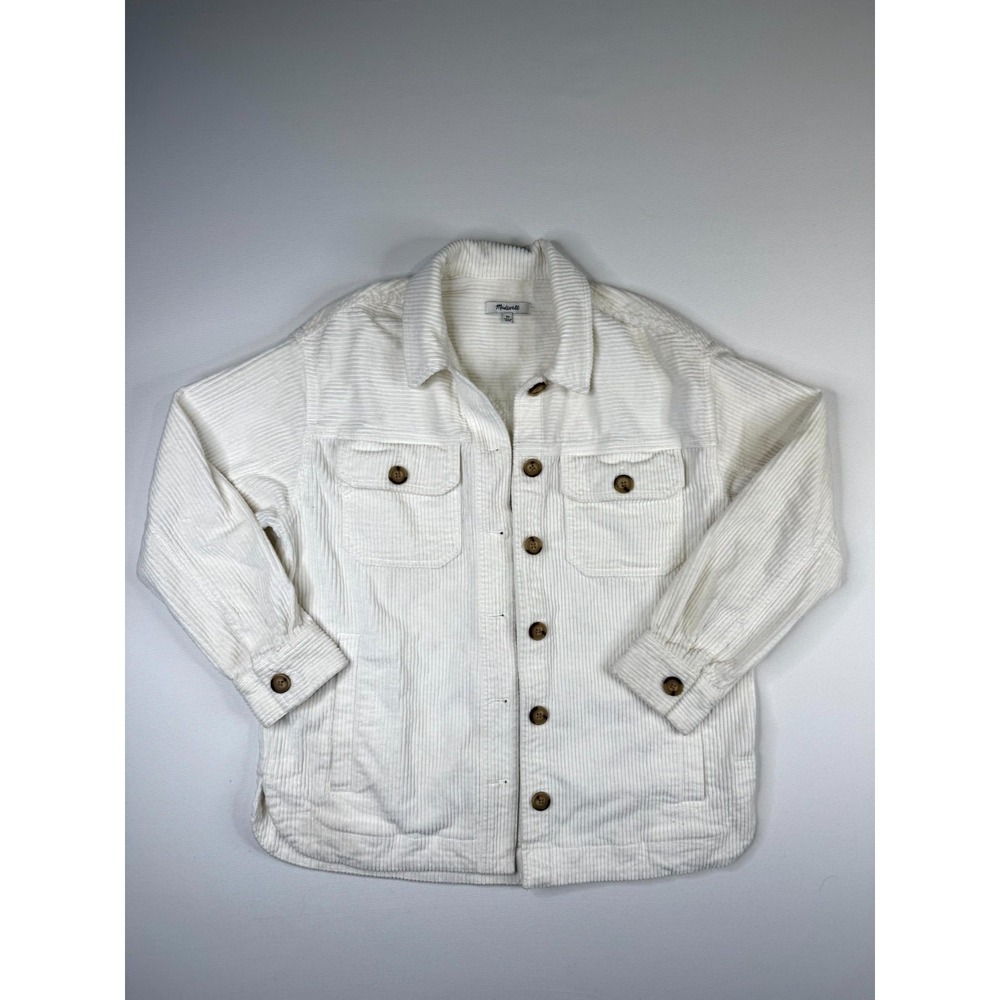 Madewell Corduroy Shirt Jacket Womens XS White Cotton Oversized Button Front
